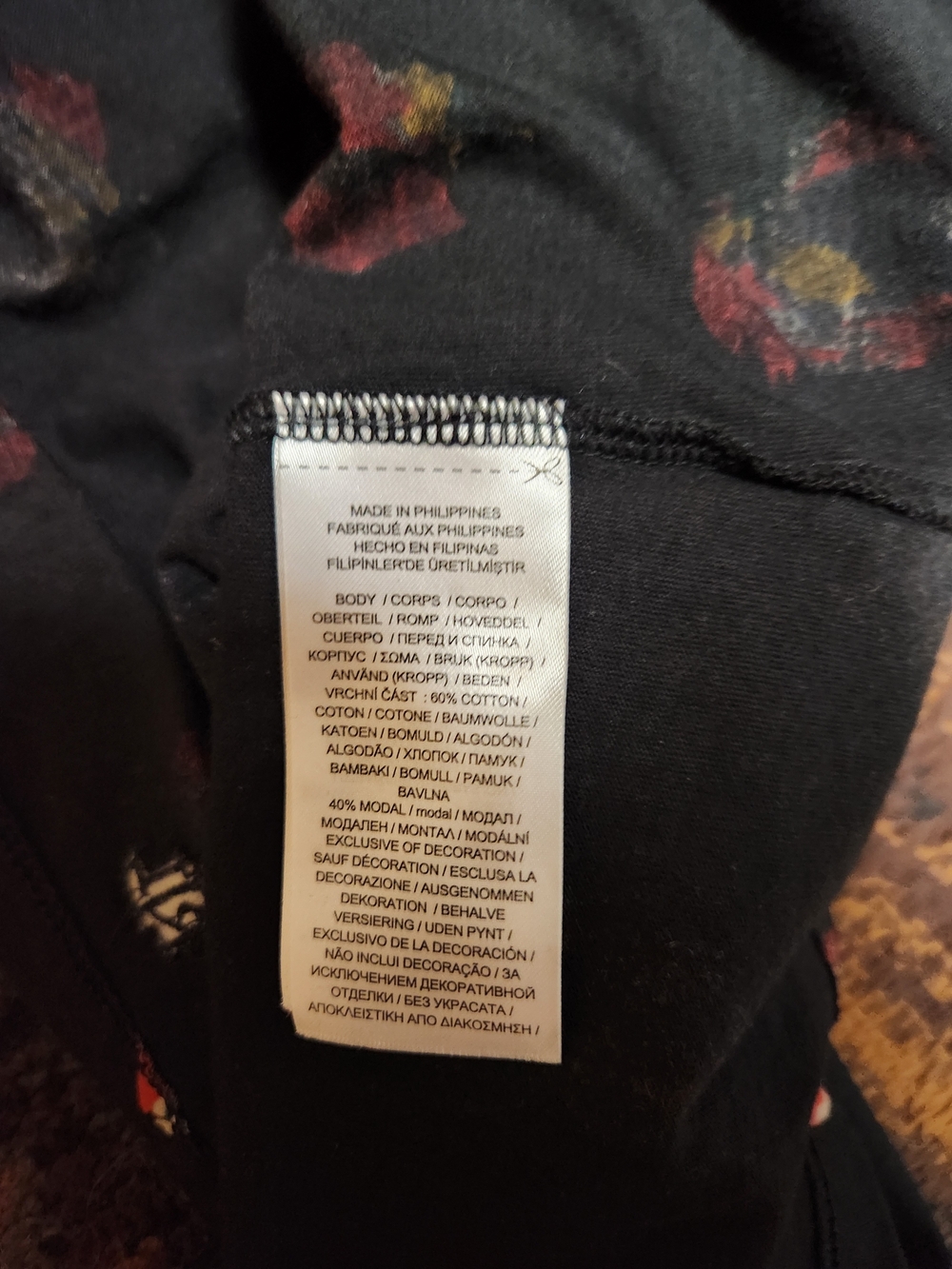Lauren Ralph Lauren Black Floral Tee with Multicolor Blooms - Picture 7 of 11